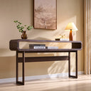 Modern Long Console Table with Open Storage Shelf Tall Curved Wood Sofa Table for Entryway & Living Room  Wooden Bazar