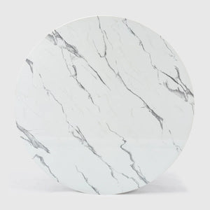 Modern Faux Marble Dining Set With 47" Round Table And 4 Bouclé Armchairs