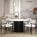 Modern Faux Marble Dining Set With 47" Round Table And 4 Bouclé Armchairs