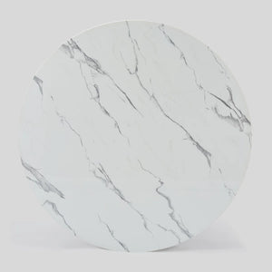 Modern Faux Marble Dining Set With 47" Round Table And 4 Bouclé Armchairs
