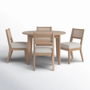 Kello 5 Seater Modern Round Dining Set - Wooden Bazar