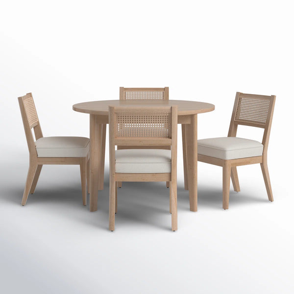 Kello 5 Seater Modern Round Dining Set - Wooden Bazar