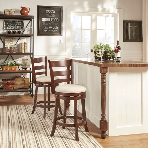 Adelynn Swivel Upholstered Counter Stool with Solid Wood Frame  Wooden bazar