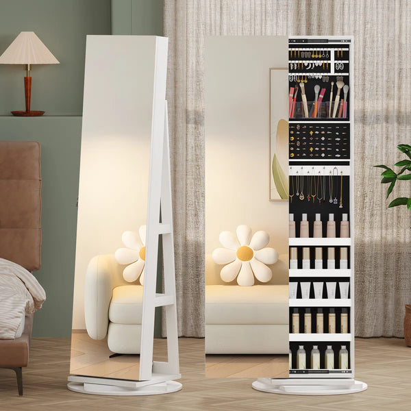 Wide Jewelry Armoire with Spacious Storage  Wooden Bazar
