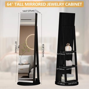 Wide Jewelry Armoire with Spacious Storage  Wooden Bazar