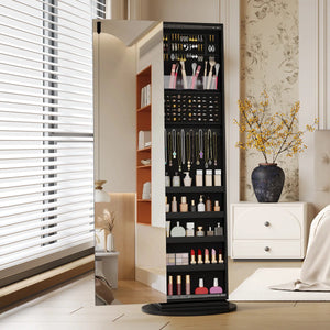 Wide Jewelry Armoire with Spacious Storage  Wooden Bazar