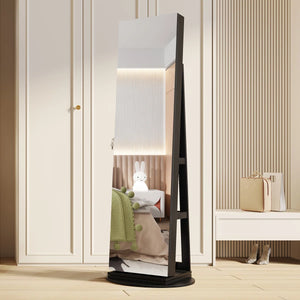 Wide Jewelry Armoire with Spacious Storage  Wooden Bazar