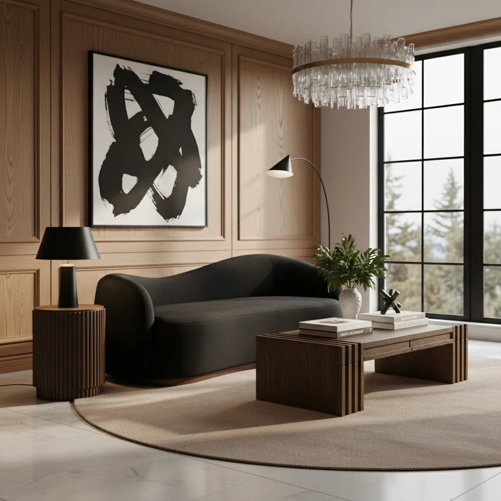 Aldana 92.5" Velvet Upholstered Sofa Wooden Bazar