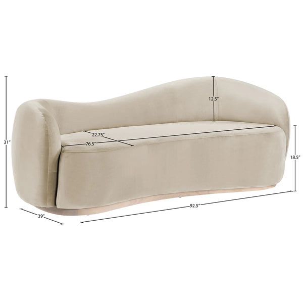 Aldana 92.5" Velvet Upholstered Sofa Wooden Bazar