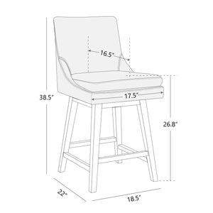 Aleksy Swivel Upholstered Counter Stool with Solid Wood Frame (Set of 2)  Wooden Bazar