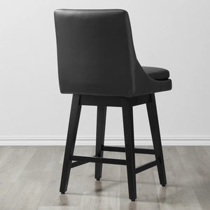 Aleksy Swivel Upholstered Counter Stool with Solid Wood Frame (Set of 2)  Wooden Bazar