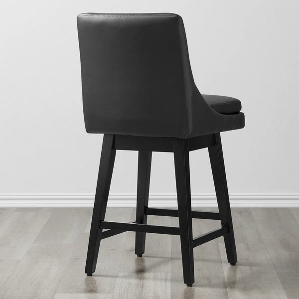 Aleksy Swivel Upholstered Counter Stool with Solid Wood Frame (Set of 2)  Wooden Bazar