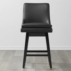 Aleksy Swivel Upholstered Counter Stool with Solid Wood Frame (Set of 2)  Wooden Bazar