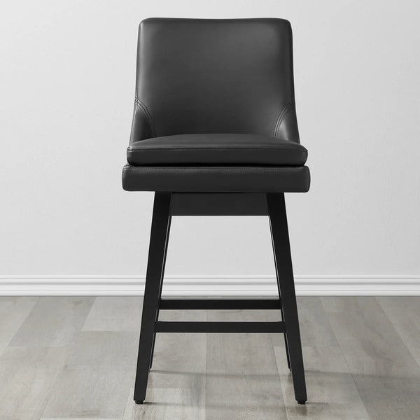Aleksy Swivel Upholstered Counter Stool with Solid Wood Frame (Set of 2)  Wooden Bazar