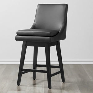 Aleksy Swivel Upholstered Counter Stool with Solid Wood Frame (Set of 2)  Wooden Bazar