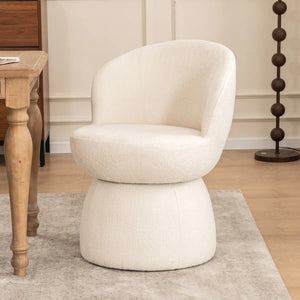 Allis Boucle Swivel Barrel Dining Chair  Wooden Bazar