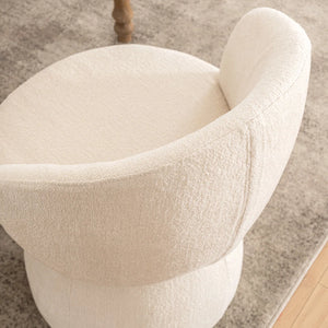 Allis Boucle Swivel Barrel Dining Chair  Wooden Bazar
