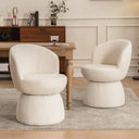 Allis Boucle Swivel Barrel Dining Chair  Wooden Bazar