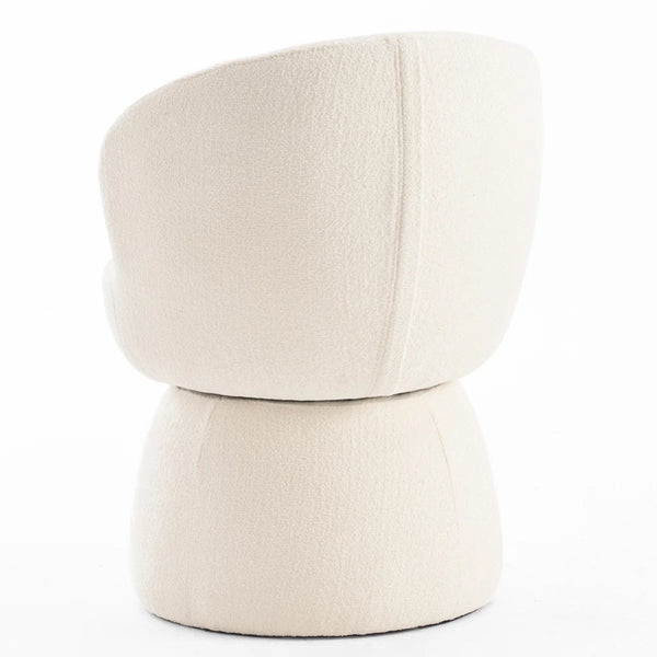 Allis Boucle Swivel Barrel Dining Chair  Wooden Bazar