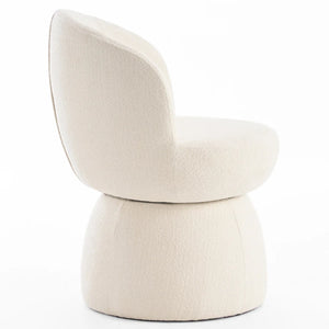 Allis Boucle Swivel Barrel Dining Chair  Wooden Bazar
