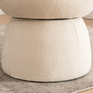 Allis Boucle Swivel Barrel Dining Chair  Wooden Bazar
