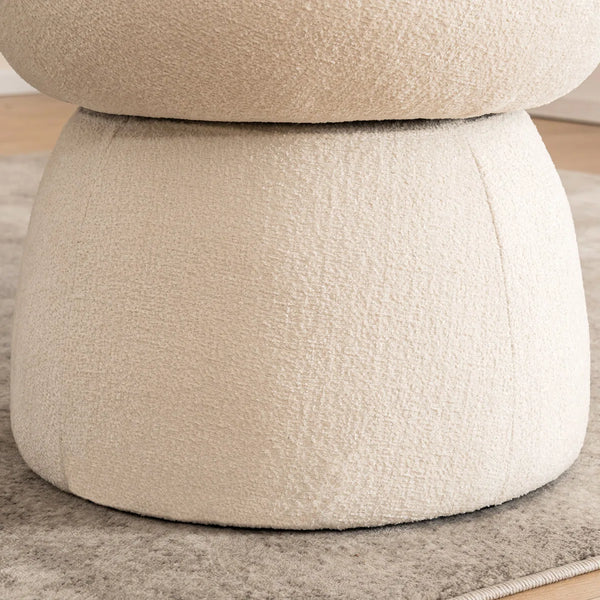 Allis Boucle Swivel Barrel Dining Chair  Wooden Bazar