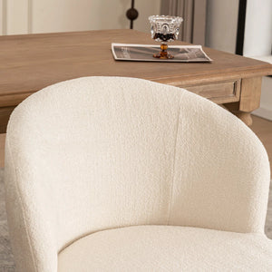 Allis Boucle Swivel Barrel Dining Chair  Wooden Bazar