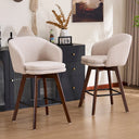 Allis Mid-Century Modern Chenille Fabric Counter Stools,Upholstered Swivel Barstools With Wood Legs,Counter Height Stools with Wingback,Footrest,For Kitchen Island Bar Counter,Green  Wooden Bazar