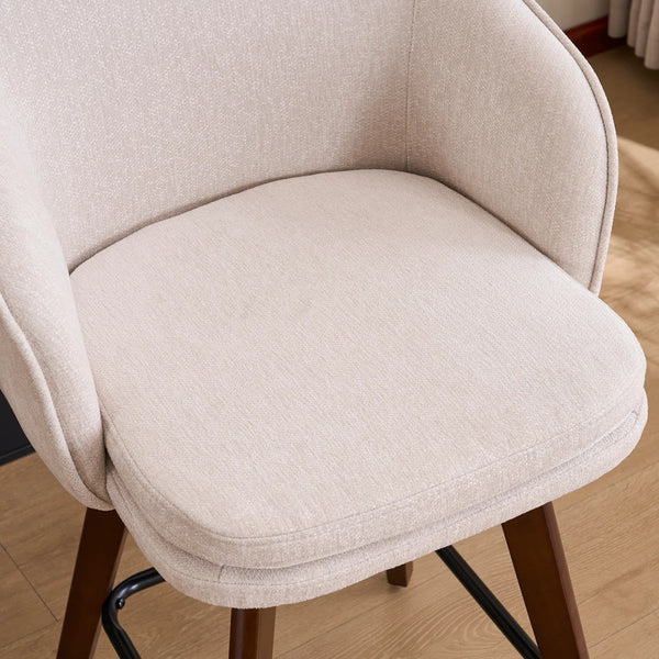 Allis Mid-Century Modern Chenille Fabric Counter Stools,Upholstered Swivel Barstools With Wood Legs,Counter Height Stools with Wingback,Footrest,For Kitchen Island Bar Counter,Green  Wooden Bazar