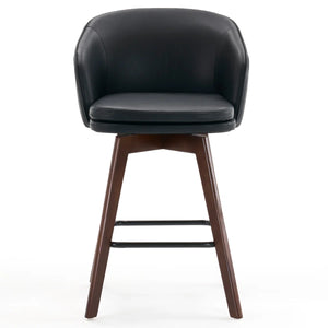 Allis Mid-Century Modern Chenille Fabric Counter Stools,Upholstered Swivel Barstools With Wood Legs,Counter Height Stools with Wingback,Footrest,For Kitchen Island Bar Counter,Green  Wooden Bazar