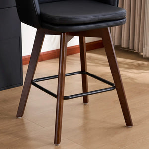 Allis Mid-Century Modern Chenille Fabric Counter Stools,Upholstered Swivel Barstools With Wood Legs,Counter Height Stools with Wingback,Footrest,For Kitchen Island Bar Counter,Green  Wooden Bazar