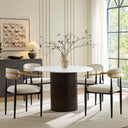 Canizor 4 Seater Faux Marble and Wood Dining Table Set with Boucle Chairs