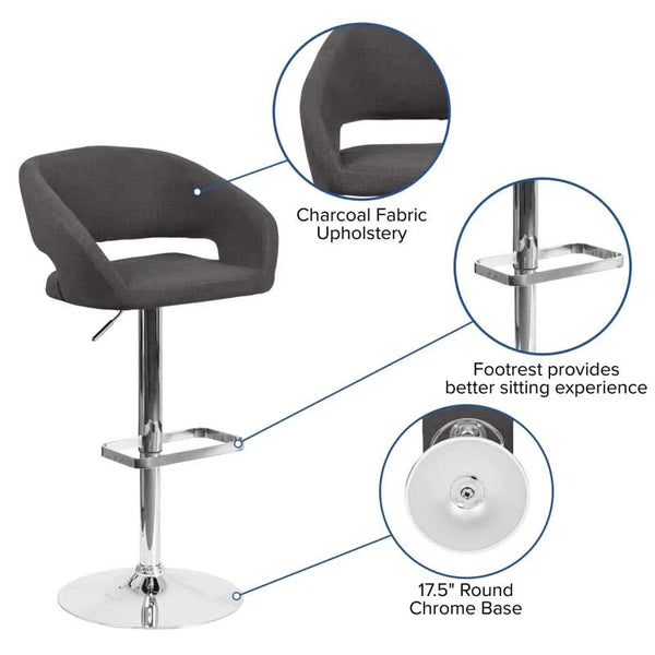Amberlie Swivel Modern Upholstered Adjustable-Height Bar stool