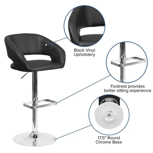 Amberlie Swivel Modern Upholstered Adjustable-Height Bar stool