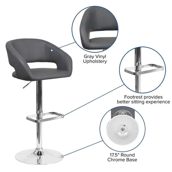 Amberlie Swivel Modern Upholstered Adjustable-Height Bar stool