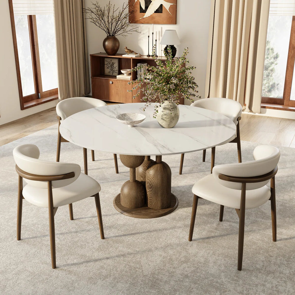 Canicore 5 Person Round Dining Table Set - Wooden Bazar