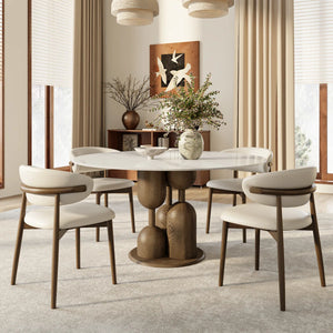 Canicore 5 Person Round Dining Table Set - Wooden Bazar