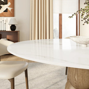 Canicore 5 Person Round Dining Table Set - Wooden Bazar