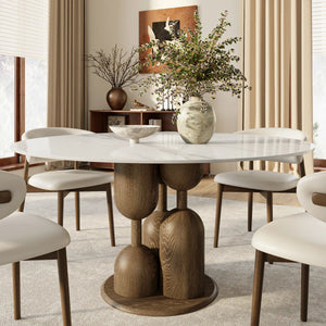 Canicore 5 Person Round Dining Table Set - Wooden Bazar