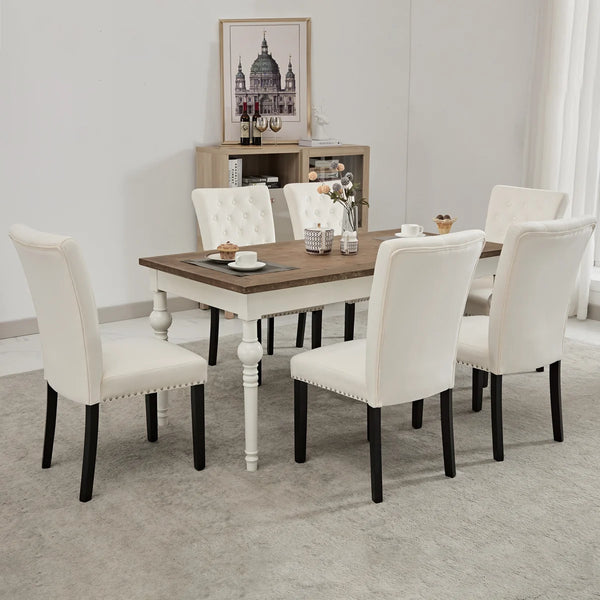 Amdan Tufted Velvet Modern Dining Chair (Set of 2)  Wooden Bazar