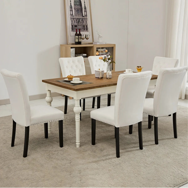 Amdan Tufted Velvet Modern Dining Chair (Set of 2)  Wooden Bazar