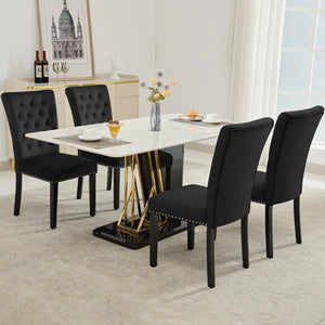 Amdan Tufted Velvet Modern Dining Chair (Set of 2)  Wooden Bazar
