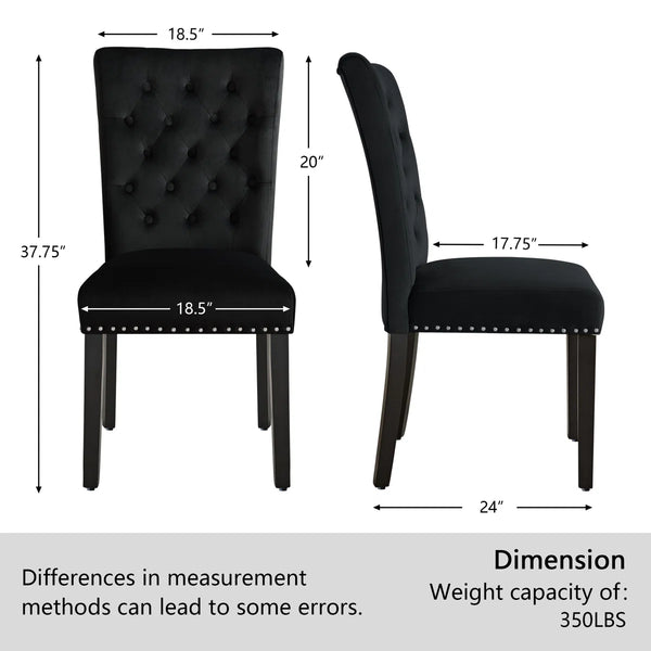 Amdan Tufted Velvet Modern Dining Chair (Set of 2)  Wooden Bazar