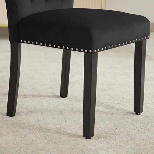 Amdan Tufted Velvet Modern Dining Chair (Set of 2)  Wooden Bazar