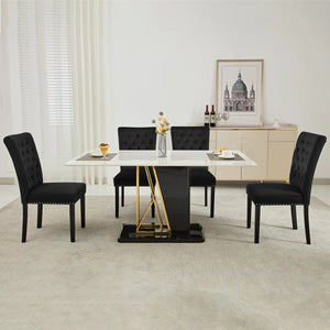 Amdan Tufted Velvet Modern Dining Chair (Set of 2)  Wooden Bazar