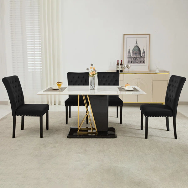 Amdan Tufted Velvet Modern Dining Chair (Set of 2)  Wooden Bazar