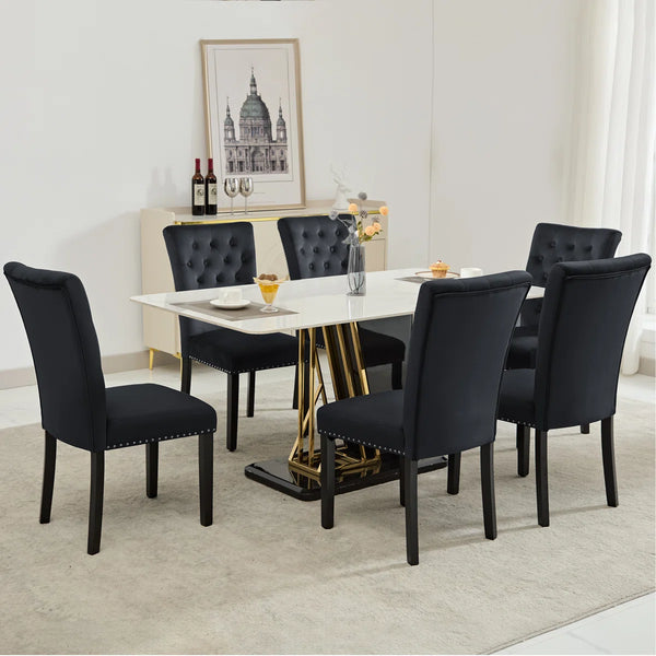 Amdan Tufted Velvet Modern Dining Chair (Set of 2)  Wooden Bazar