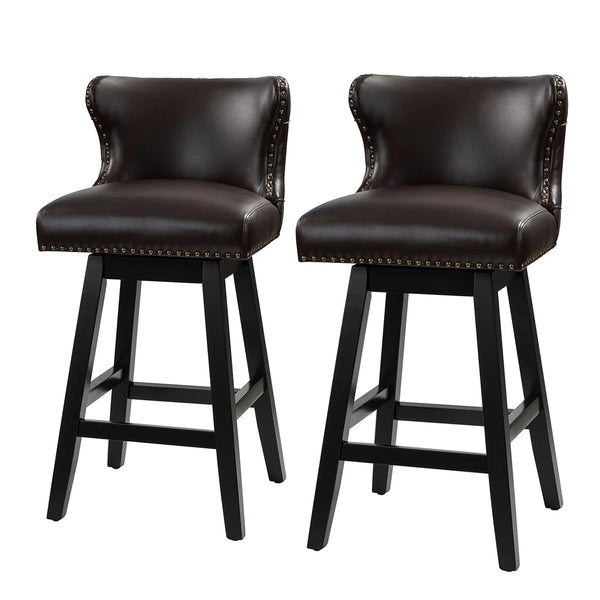 Amecia 29.5"Classic Swivel 360-degree Bar Stool With Solid Wooden Legs (Set of 2)  Wooden Bazar