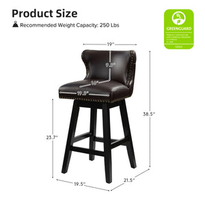 Amecia 29.5"Classic Swivel 360-degree Bar Stool With Solid Wooden Legs (Set of 2)  Wooden Bazar