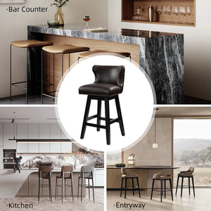 Amecia 29.5"Classic Swivel 360-degree Bar Stool With Solid Wooden Legs (Set of 2)  Wooden Bazar
